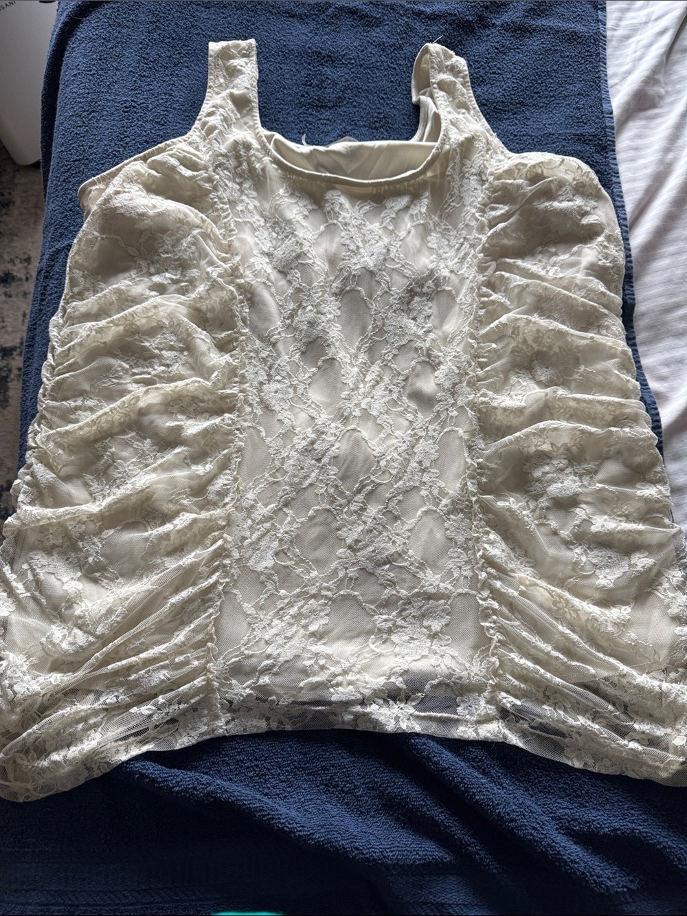 Maurices Cream Lace Ruched Tank Top